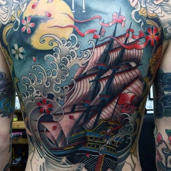 Japanese traditional ship tattoo