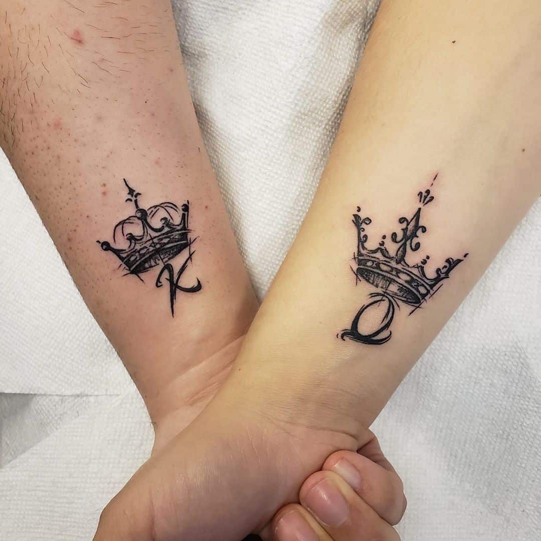 King and queen crown tattoos