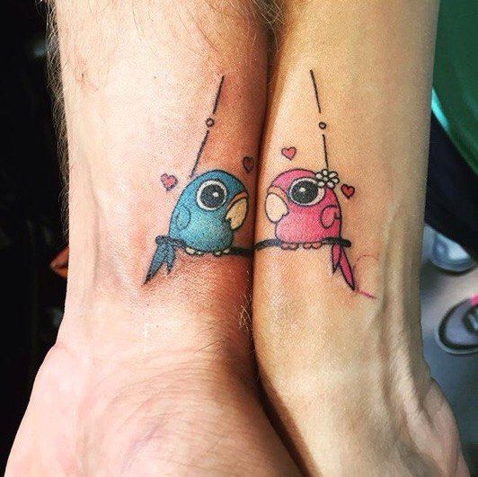 Love birds couple tattoo
