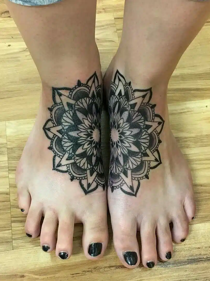 Mandala leg tattoos for women