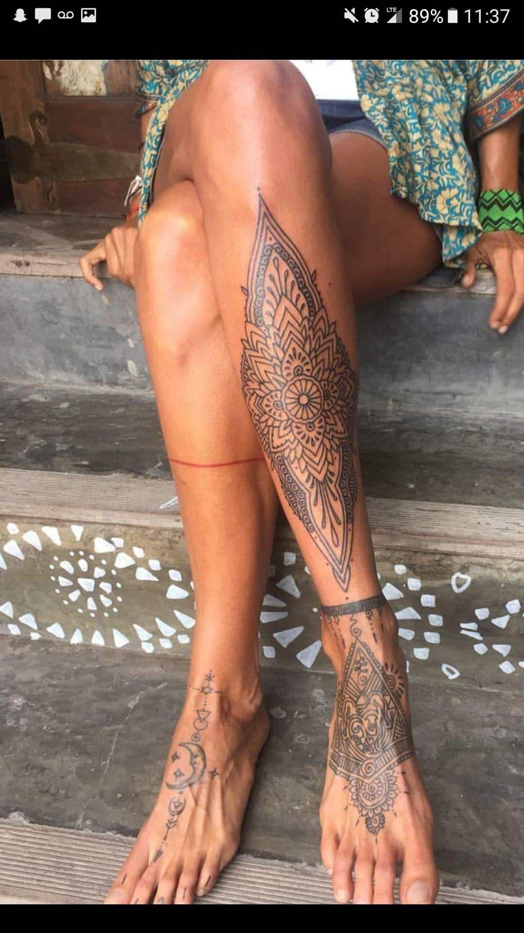 Mandala shin tattoo ideas