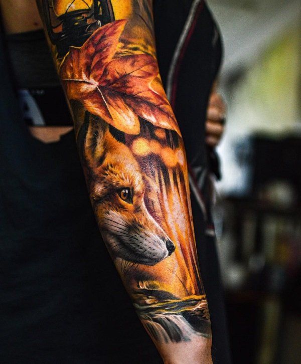 Realistic fox tattoo