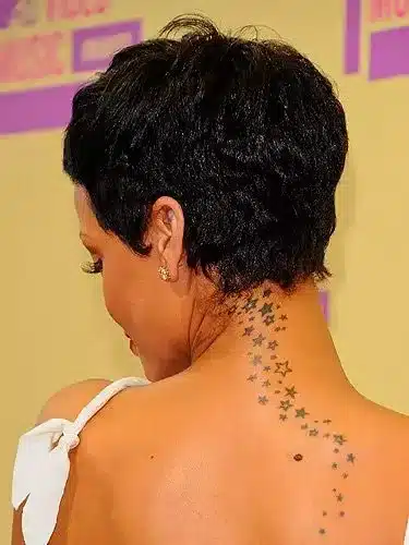 Rihanna Back of neck tattoo