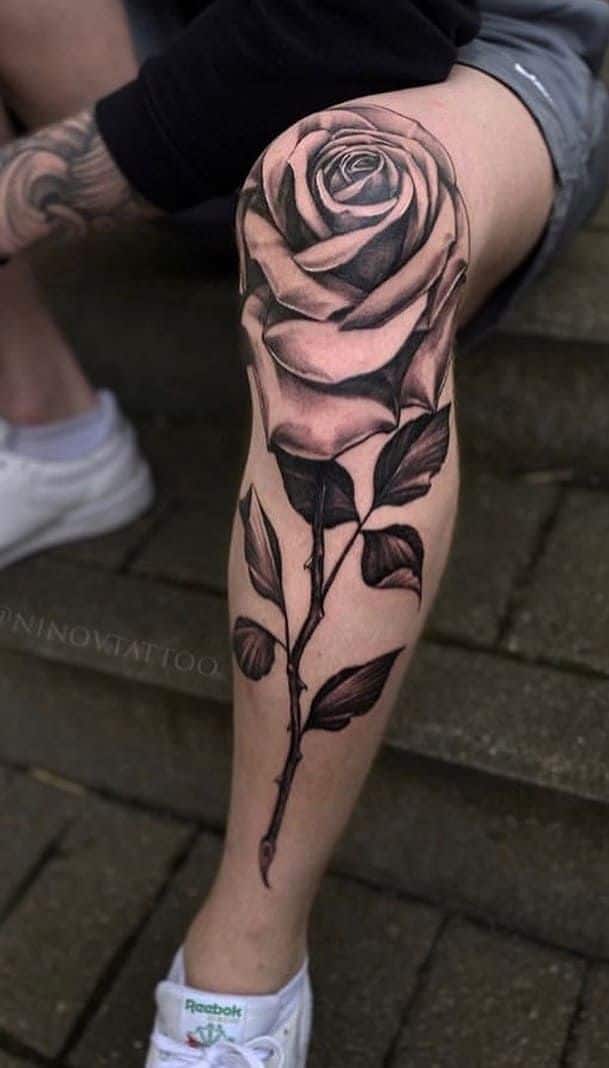 Rose leg tattoos for men