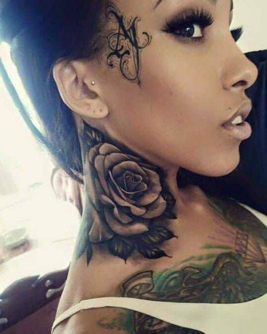 Side neck tattoos for females