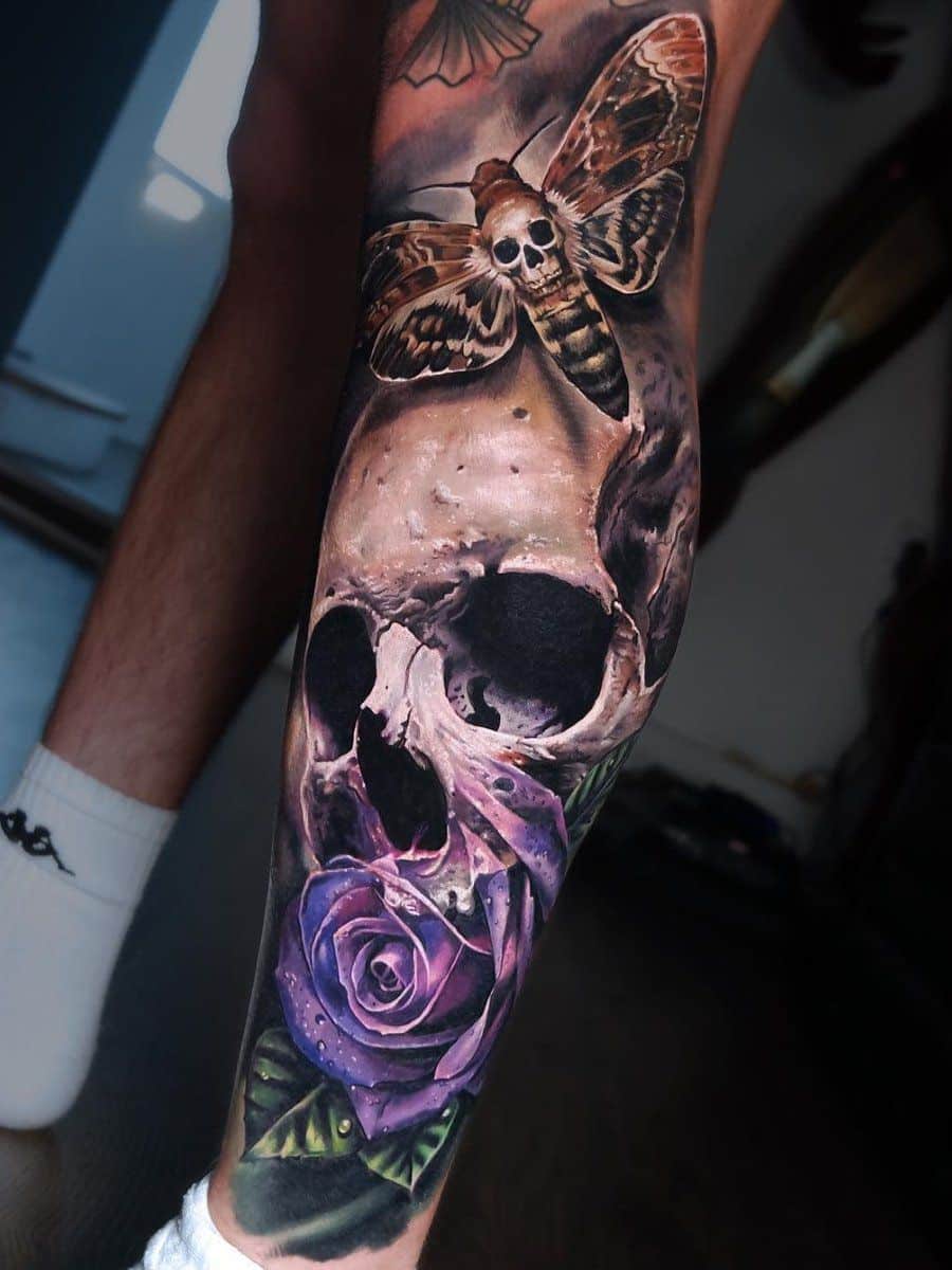 Skull leg tattoos for men