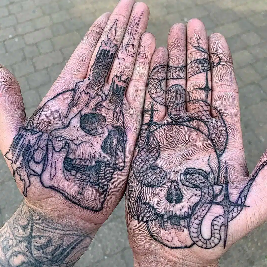 Skulls Palm Tattoo