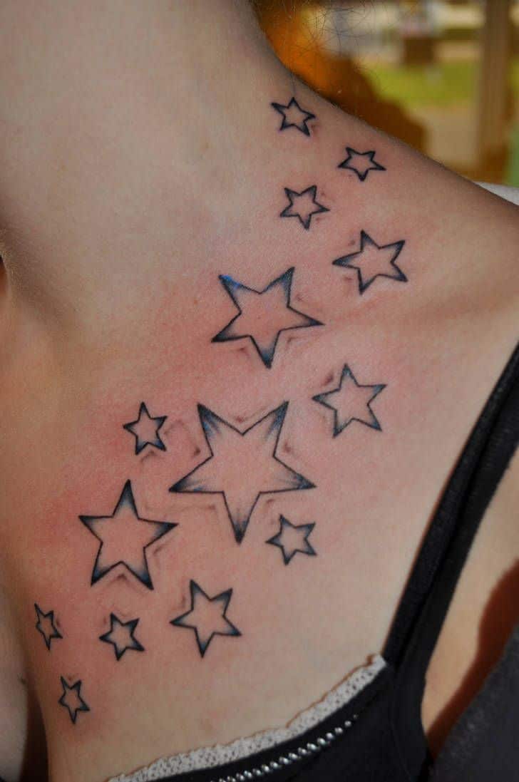 Star chest tattoos for women
