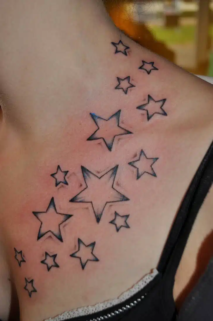 Star chest tattoos for women