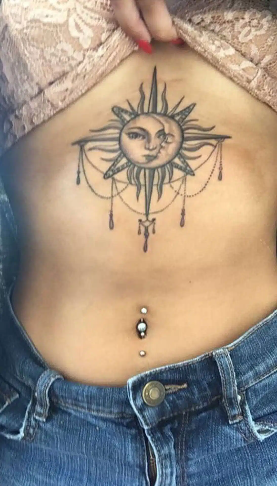 Sun chest tattoos for women
