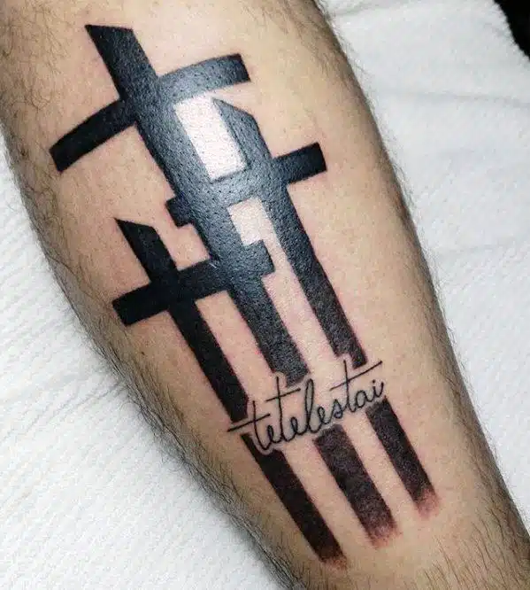 Tetelestai tattoo with cross