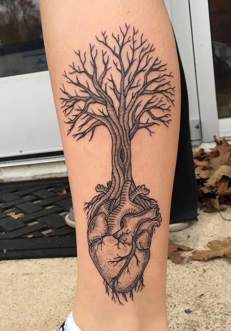 Tree of life leg tattoo for women