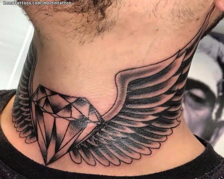Wings throat tattoos for men