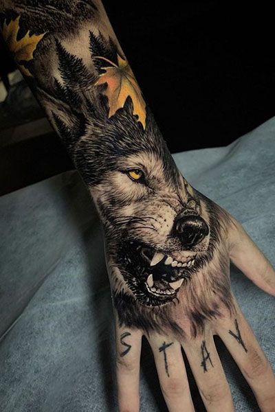 Wolf Hand Tattoos for Men