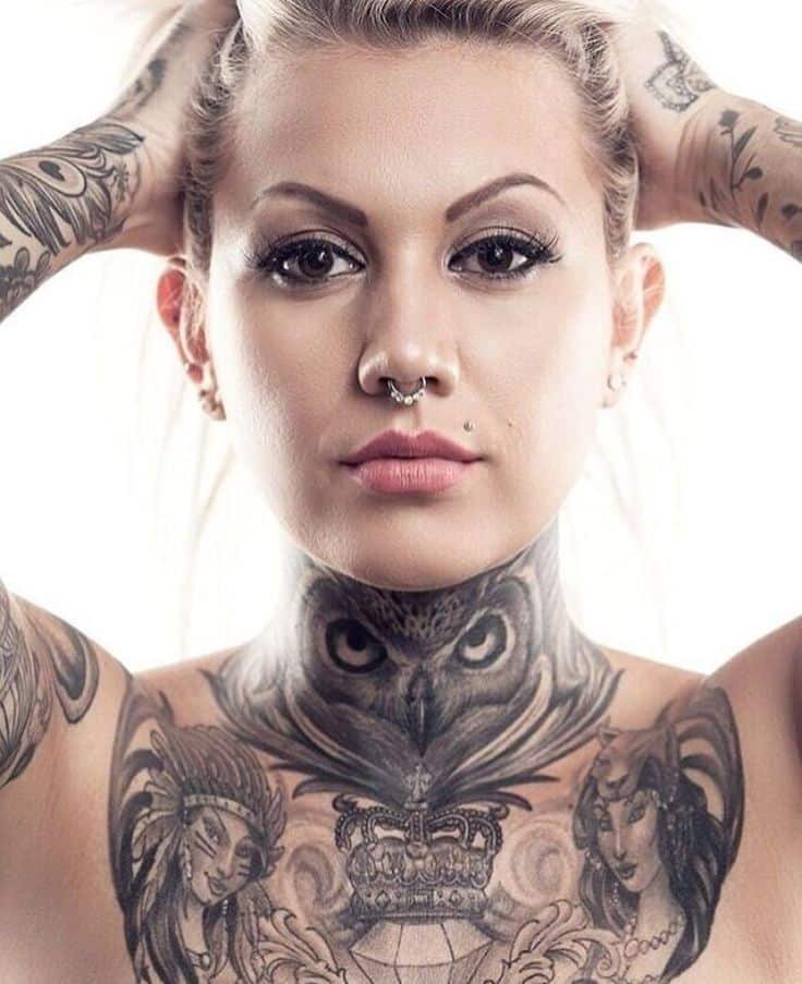 bird throat tattoos women