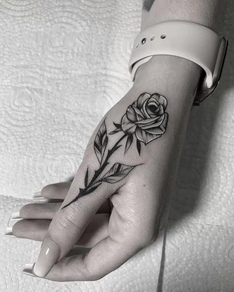 hand flower tattoos for women