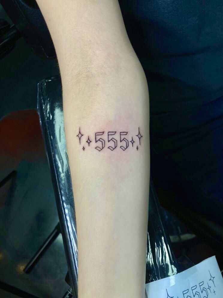 Arm 555 angel number tattoo