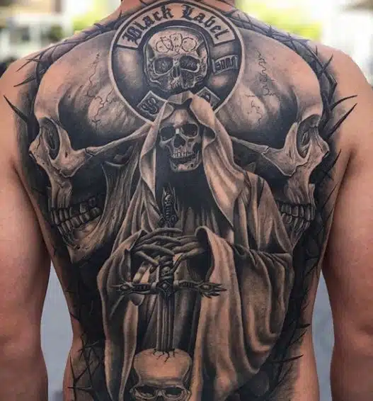 Back Santa Muerte tattoo