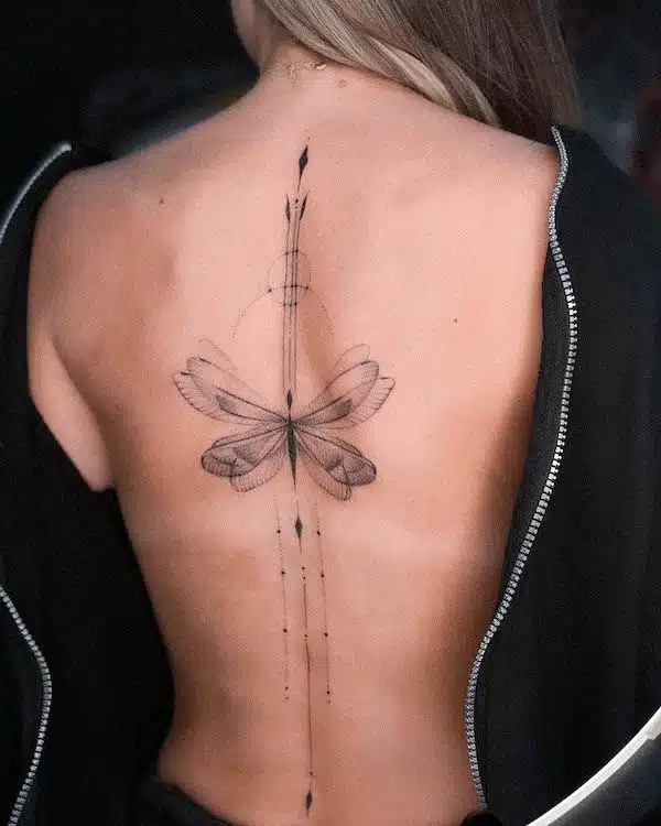 Butterfly spine tattoo for women