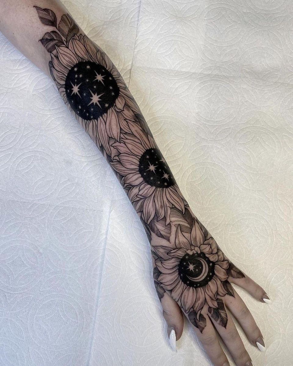 Celestial Sunflower Tattoo