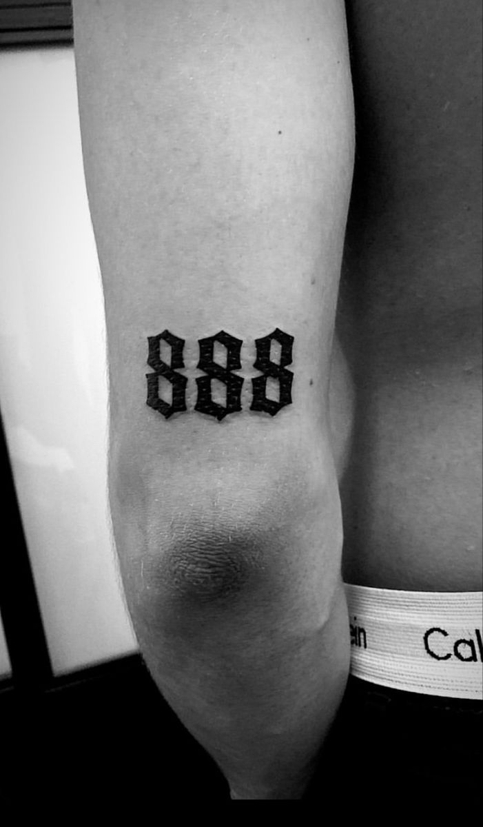 Elbow 888 angel number tattoo