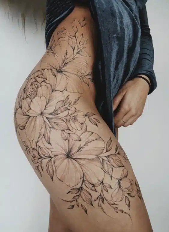 Flower hip tattoos