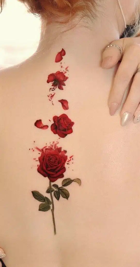 Flower spine tattoo for women