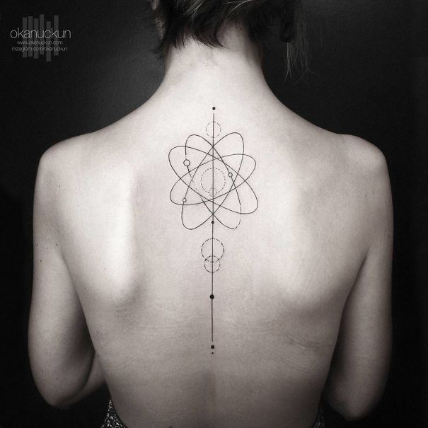 Geometric Pattern spine tattoo for women
