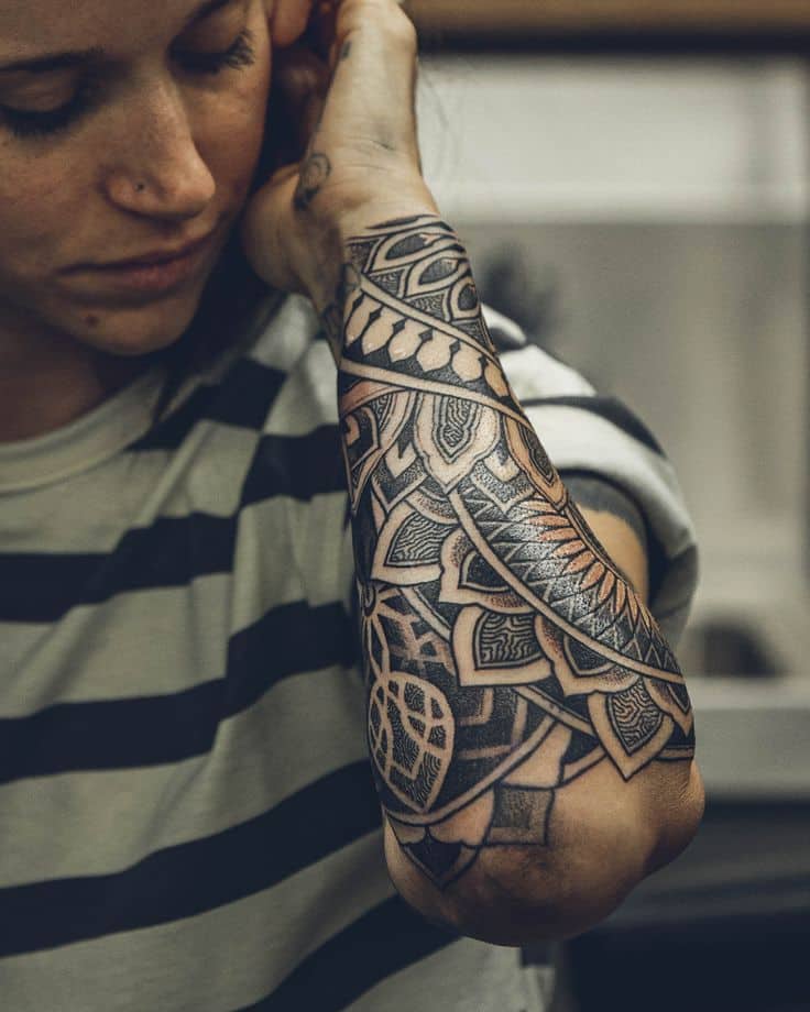 Geometric shapes half sleeve tattoo