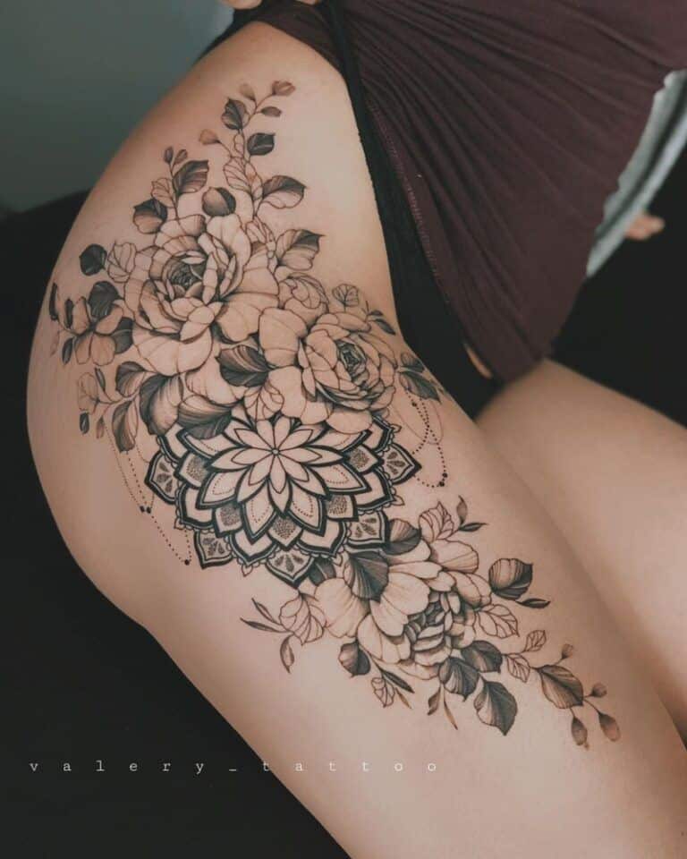 Mandala hip tattoos