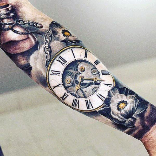 Roman numeral clock tattoos
