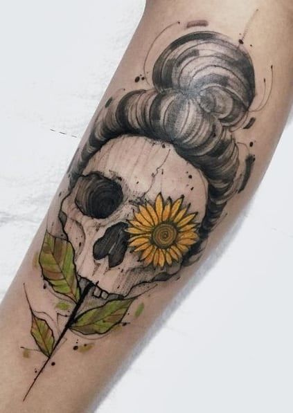 Sunflower Skeleton Tattoo
