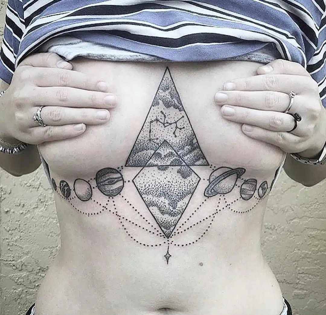geometric under boob tattoo