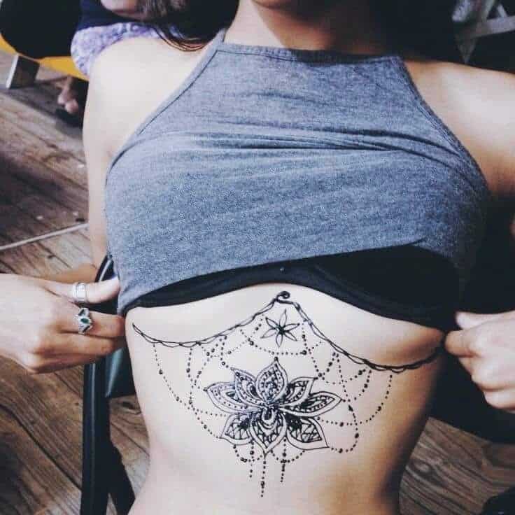 mandala under boob tattoo