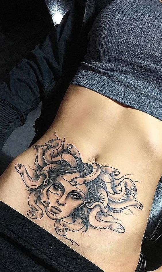 Medusa stomach tattoos for women
