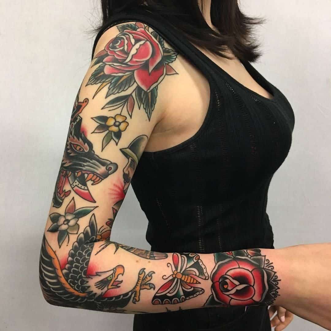 Traditional tattoo style for women