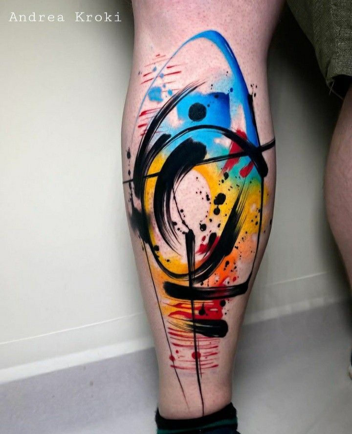 Abstract Designs Calf Tattoos For Men
