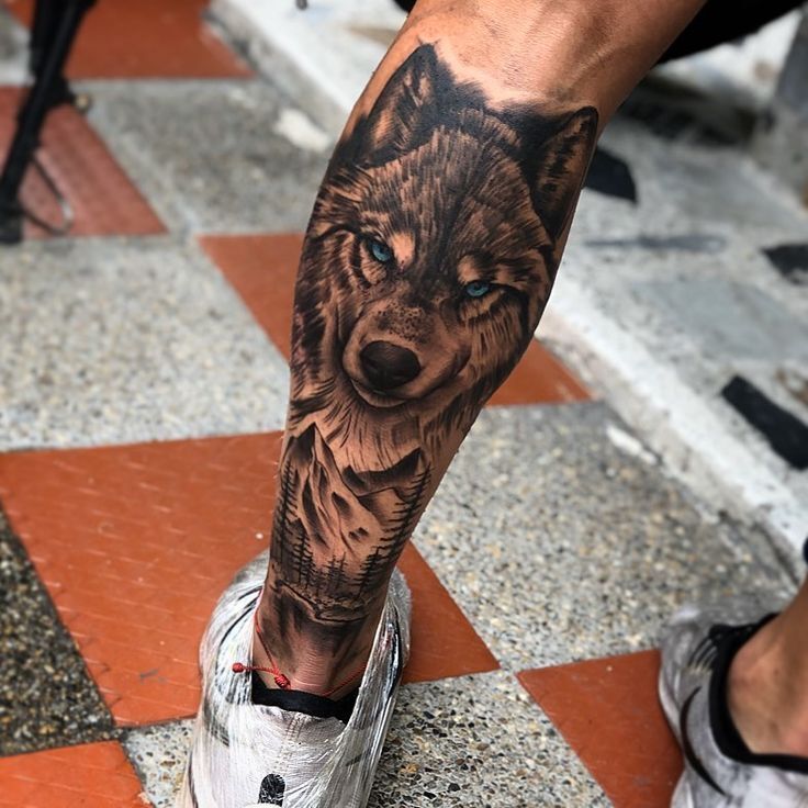 Animal Designs Calf Tattoos For Men