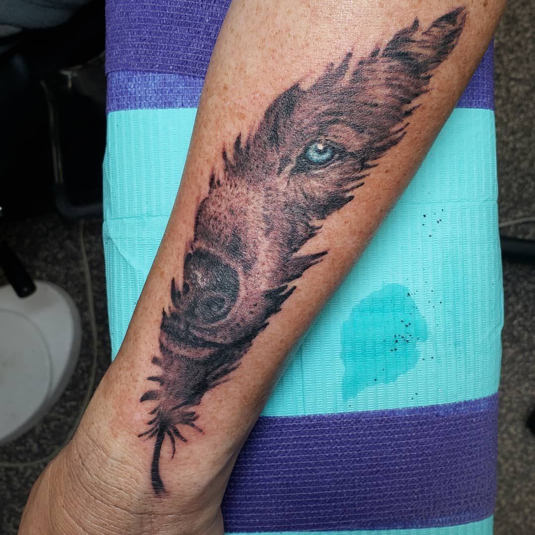 Feather Arm Tattoo For Women