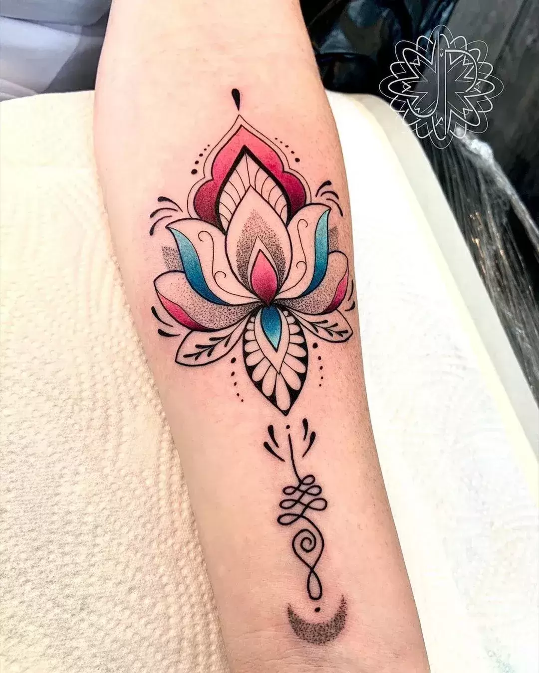 Lotus Flower Arm Tattoo For Women