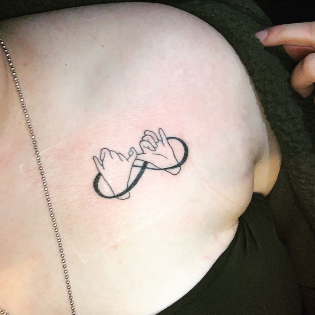 Over The Heart Chest Pinky Promise Tattoo