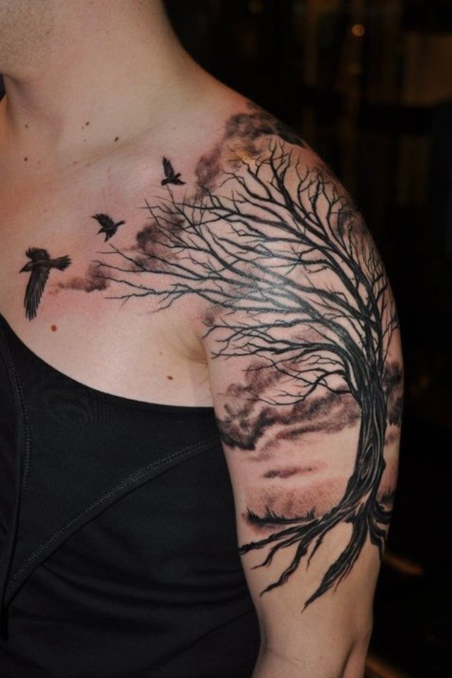 Tree Of Life Shoulder Tattoo For Women
