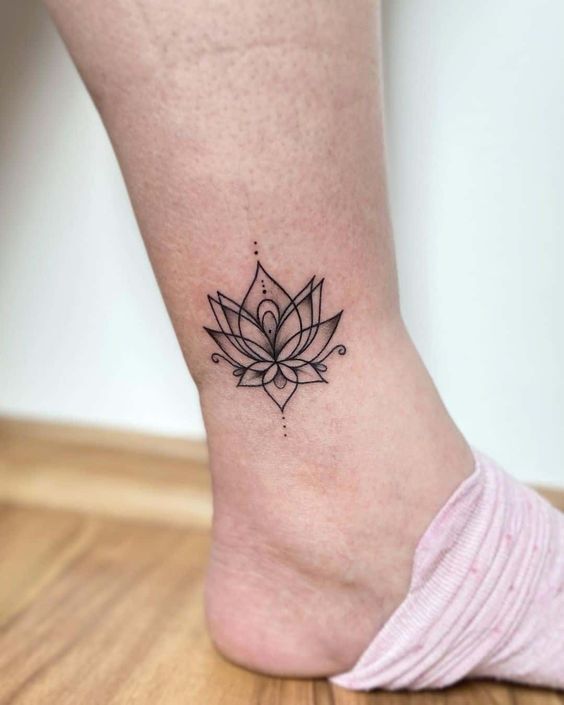 Ankle Placement Lotus Tattoo