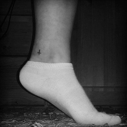 Ankle Upside Down Cross Tattoo