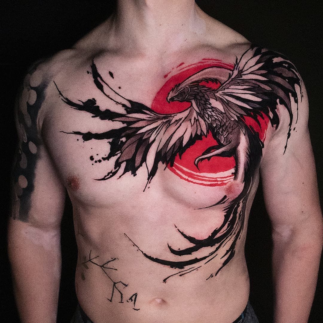 Chest Phoenix Tattoo