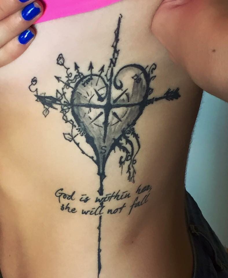 Compass With A Heart Tattoo