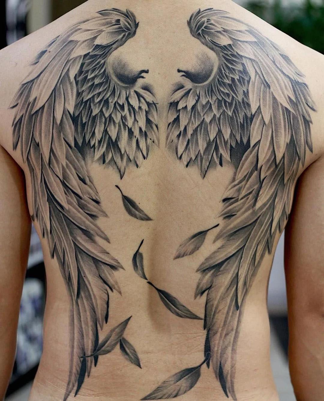 Dark Angel Wings Tattoo by @munztattooer - Tattoogrid.net