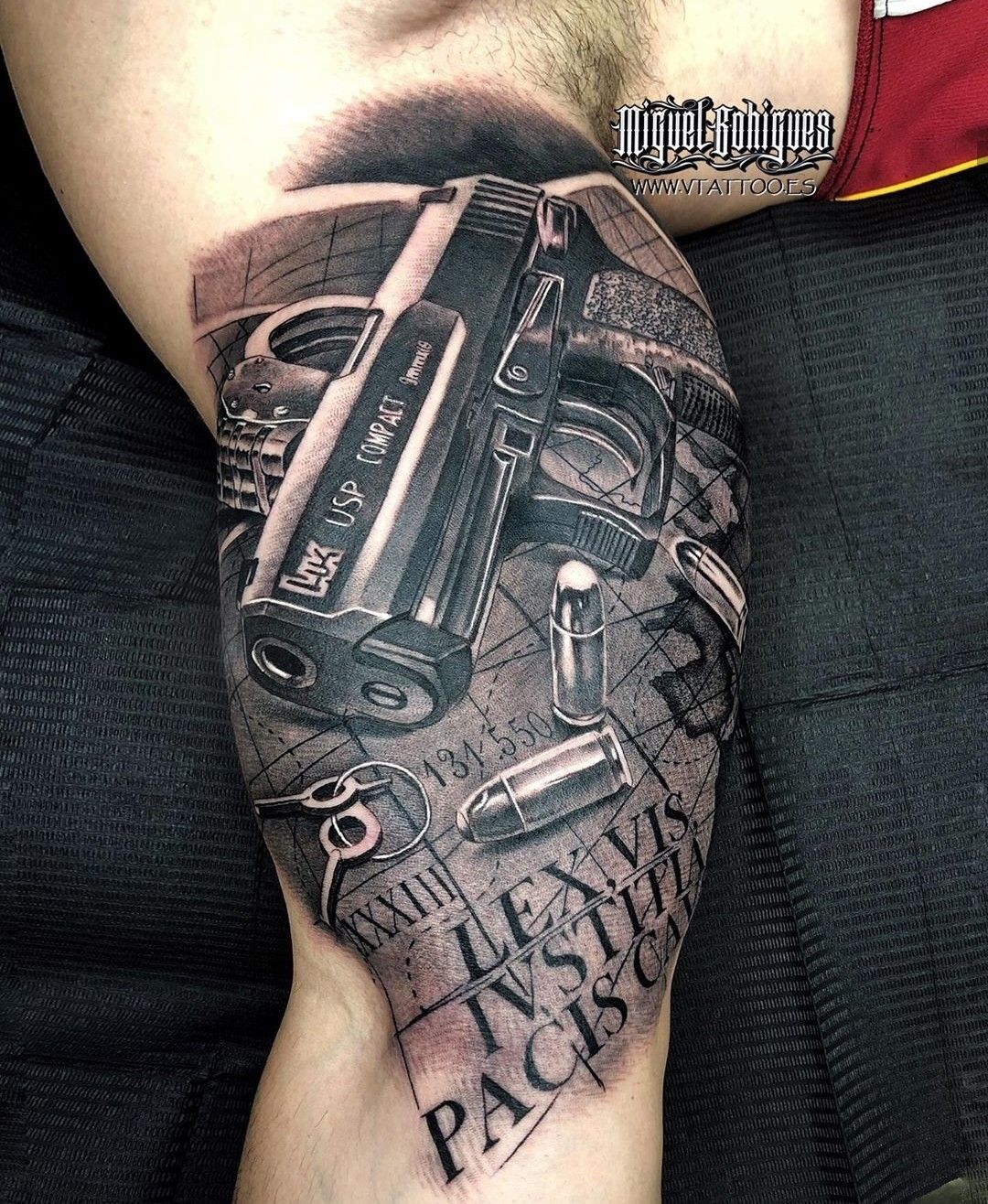 Gun With Bullet Tattoo
