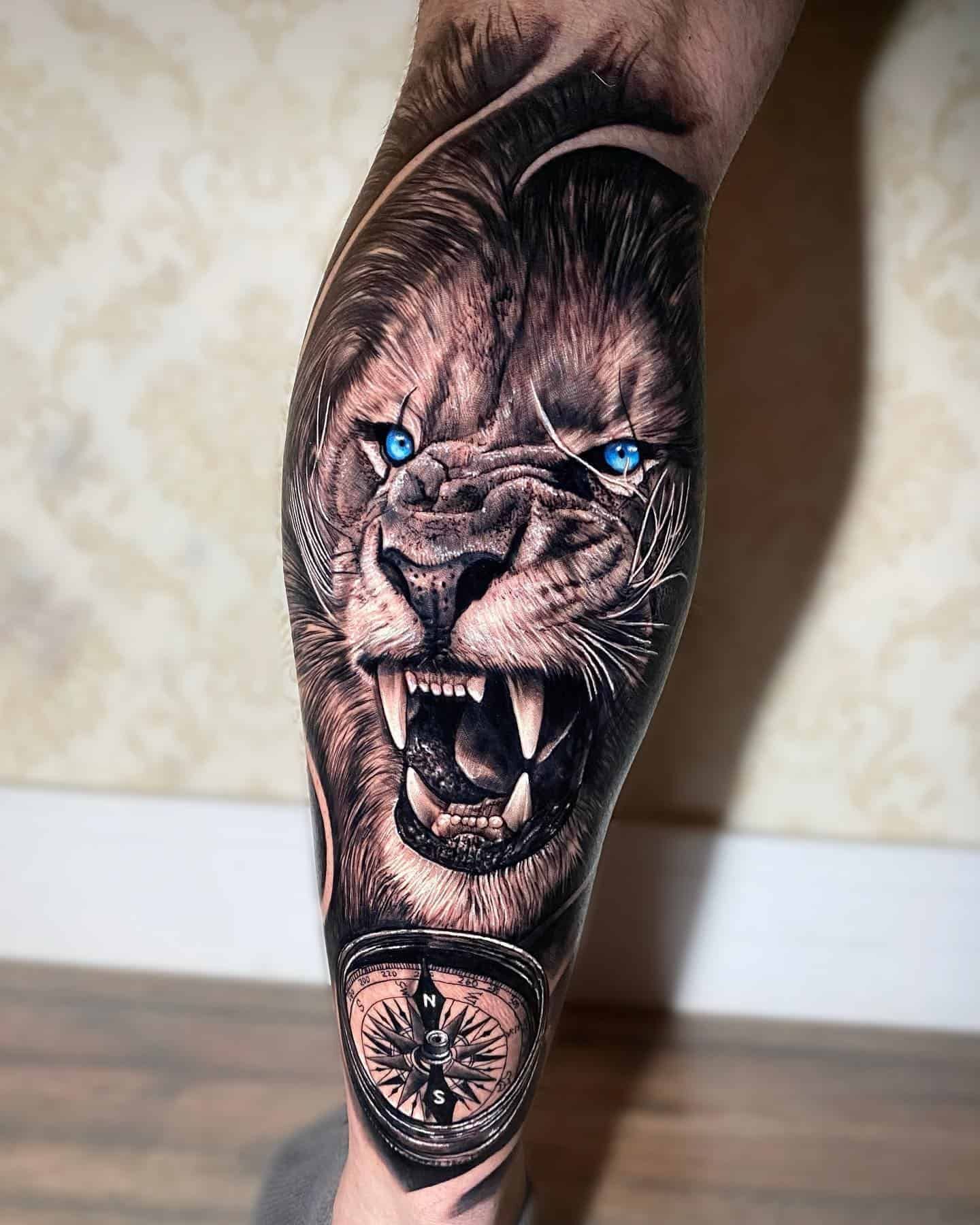 Lion Leg Tattoos For Men