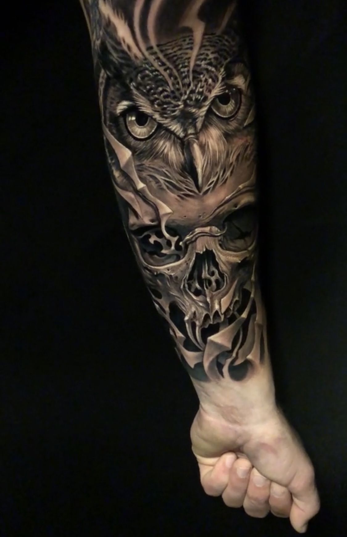 Owl And Skull Tattoo